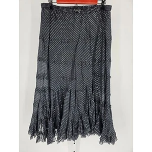 Kommotion NY Women's Elastic Waist Black Silver Striped Casual Skirt Size 2X - Picture 1 of 5