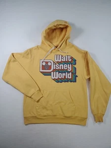 Walt Disney World Hoodie Sweatshirt Mens Small Yellow Retro Logo - Picture 1 of 13