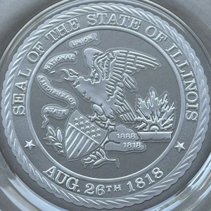 VTG Rare ILLINOIS Seal of the State GLASS PLATE Collectible Decorative Political - Picture 1 of 15