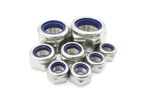 M3 M4 M5 304 dadi Nyloc con blocco in nylon acciaio inox - P&P gratuito - scegli la quantità - Foto 1 di 3
