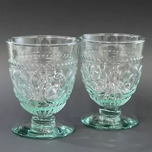 NEW Set of 2 Villeroy & Boch PAVILION Light Green Footed Tumblers 4.75" - Picture 1 of 7