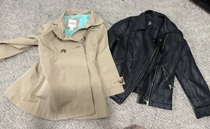 Cat & Jack Solid Black Leather Jacket Child Size S 6 & Khaki XS 4/5 - Picture 1 of 5