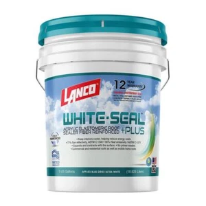 White-Seal Plus 5 Gal 100% Acrylic Elastomeric White Reflective Roof RV Sealer - Picture 1 of 5