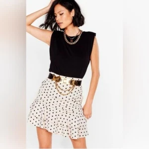 NWT Nasty Gal Polka Dot High Waisted Mini Skirt - Large - Picture 1 of 9