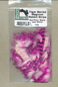 Tiger Barred Magnum Rabbit Strips -- hot pink / black over white TSM8 - Picture 1 of 1