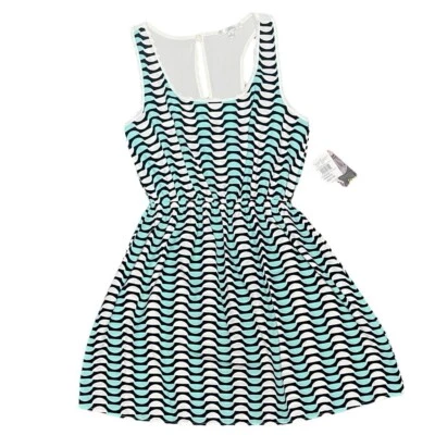 NWT Soprano Fit And Flare Sleeveless Mini Dress Blue And White Size Medium - Image 1 of 4