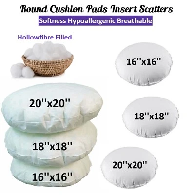 Round Hollowfibre Cushion Inserts – Soft Circle Pillow Pads 16" 18" 20" Fillers. - Image 1 of 4