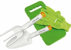 Fiskars Gardening Tools Set Hand Kneeler Gloves Fork Trowel Gift Present - Picture 1 of 5