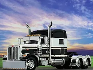1/64 DCP WHITE/BLACK PETERBILT 389 W/ 70" MID ROOF SLEEPER - Picture 1 of 6