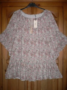 Made in Italy salbeigrün Ditsy Patt 3/4 Ärmel Top in Größe 18 neu mit Etikett - Bild 1 von 1