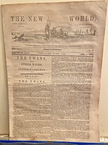1843 New World Newspaper Rare Find Books & Authors Of The Time Stockholm - Picture 1 of 6