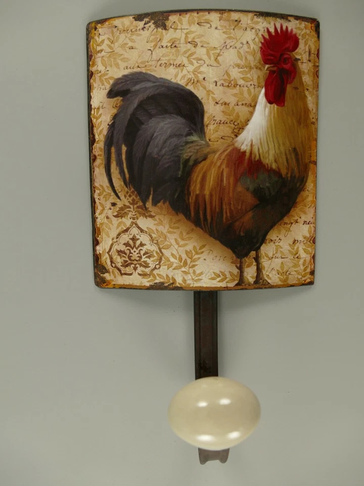 9977673 Rail de Crochet Garde-Robe Métal Coq Ferme Vintage 21x12cm - Photo 1/1