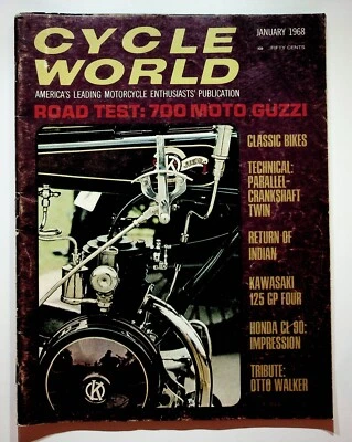 1968 Январь Cycle World мотоциклетный журнал Moto Guzzi Kawasaki 125 Honda CL90 - Изображение 1 из 2