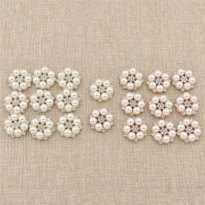 10pcs Pearl Flower Rhinestone Buttons Sewing Handbags Scrapbooking Craft DIY - Image 1 of 4