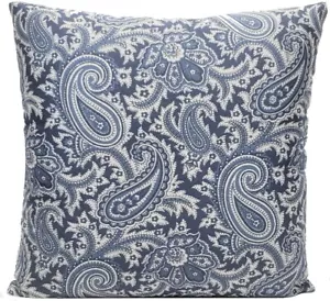"Funda de almohada decorativa damasco azul gris cachemira floral de 18""" - Imagen 1 de 7