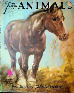 Farm Animals Diana Thorne SC Book #2096 Saalfield 1935 Horse Dog Sheep Rabbit - Foto 1 di 2