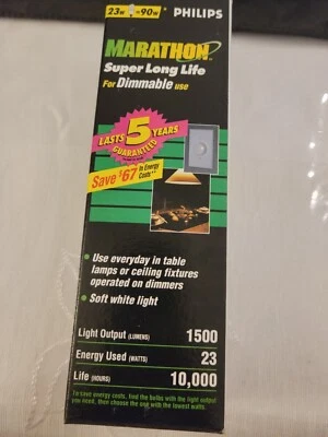 PHILIPS CFL 371930  23W 120V E26 27K  MARATHON DIMMABLE  SLS/D 23W=90W SOFT WHIT - Image 1 of 4