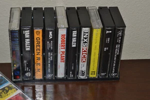 11 Rock Tape Lot w/Holder -Van Halen Police U2 YES Plant INXS Clapton WHO R.E.M. - Picture 1 of 4