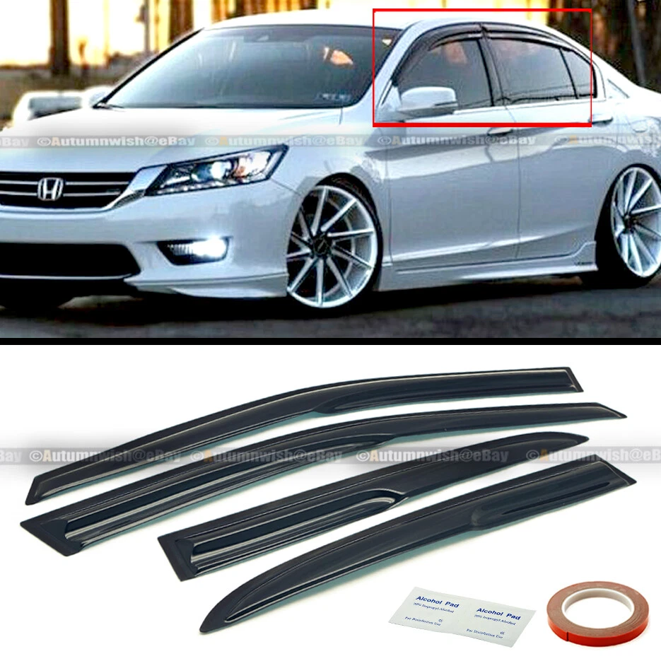 Fit 13-17 Honda Accord JDM Wavy Mugen Style 4 Pcs Tinted Window Visor Guard Vent Foto 1 de 1