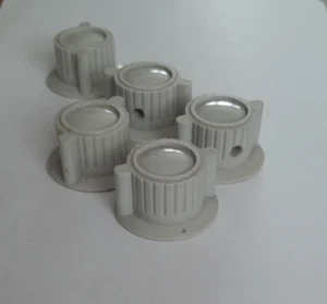 5 x Vintage GREY Knobs skirted-lugs Radio Amplifier Tuner Brass Insert-NOS (B10 - Picture 1 of 4