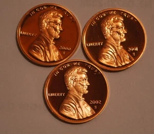 2000-S bis 2002 S Red Deep Cameo Proof "Lincoln Memorial Cent" #1086 - Bild 1 von 3