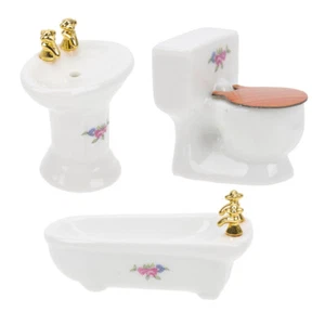 Mini -Keramik -Toilette Kind Badezimmerzubehör Gefälschter Waschtisch Aus - Bild 1 von 12