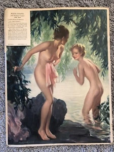 Vintage Wassernymphen Akt Kunst gewagter schwimmender Crandall 1936 Pinup Girls Pool RAR - Bild 1 von 9