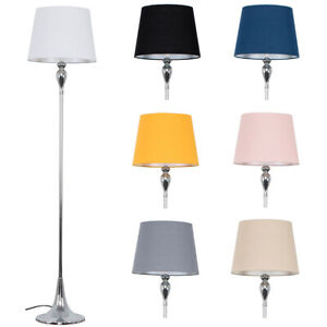 MiniSun Floor Lamp Modern Chrome Spindle Standard Light Tapered Shade Light 