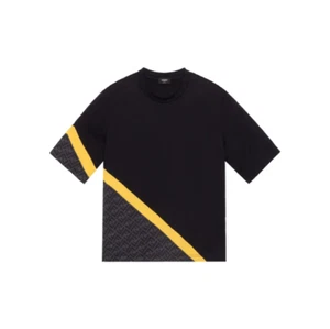 Fendi SS23 LOGO Casual T-shirt Unisex Black - Picture 1 of 5