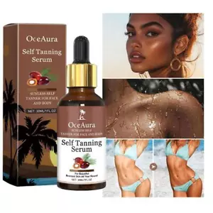 Natural Face Sun Tanning Serum Liquid Dark Self Tanning Drops Serum - Picture 1 of 14