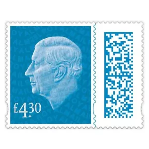 GB King Charles III Definitive Bright Blue £4.30 M25L single MNH 2025 April 30 - Picture 1 of 1