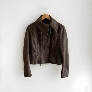 Roberto Cavalli Just Cavalli Damen Braun Leder Motorrad Jacke Größe 44 US 8 - Bild 1 von 12