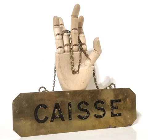 French antique brass sign cash regitrer cash desk hotel shop store movie theater Cover