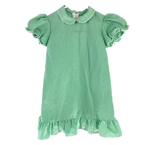 Vintage Fischel by Johnston Green White Gingham Pinafore Dress Chest 26" - Picture 1 of 3