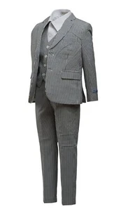 Art Hoffman Boy's Regular Fit 3-Piece Striped Linen Suit Set - CLEARANCE - Picture 1 of 5