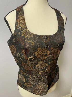 Chaleco De Colección Hampton Nites Talla 10 Metálico Otoño Floral Mujer Rosa Cobre Dorado Adolescentes Foto 1 de 4