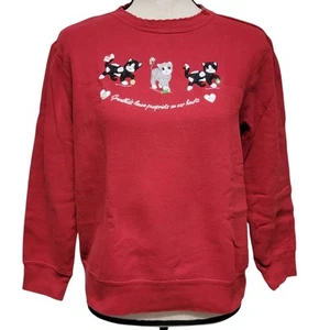 VTG 90s Grandma Sweatshirt Womens Sz M Cat Kittens Embroidered Bell Christmas - Picture 1 of 10