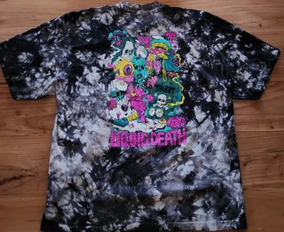 Liquid Death LD 扎染五颜六色 Trippy 霓虹头骨 T 恤 - XL/2X — 第 1/4 张图片