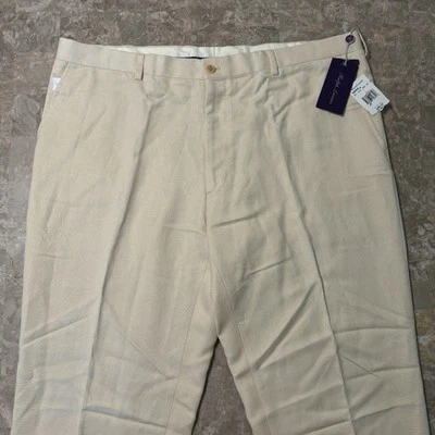 Ralph Lauren Purple Label Pants Mens 40x31 Beige Linen Silk Pleated Dress NEW - Image 1 of 4