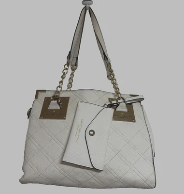 Marc New York Winter White Purse Gold Embellishments 3Compartments 12.5W x 10H - Image 1 of 4