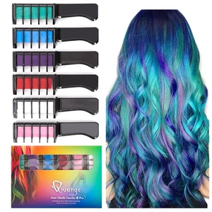 Temporary Hair Chalk Comb - Washable Non-Toxic Color Dye - Picture 1 of 18
