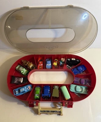 Disney Pixar Cars RACE CASE and TRACK holding All 16 Cars Complete Racetrack - Image 1 of 4