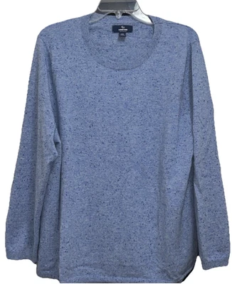 Lands End 2XL 100% Blue Speckled Cashmere Sweater Long Sleeve Round Neck NEW - Image 1 of 4