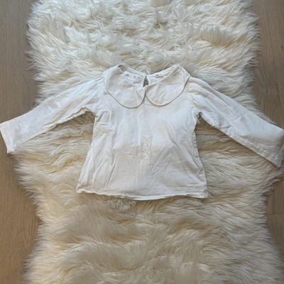 Zara White Peter Pan Collar Blouse Size 4-5 - Image 1 of 4