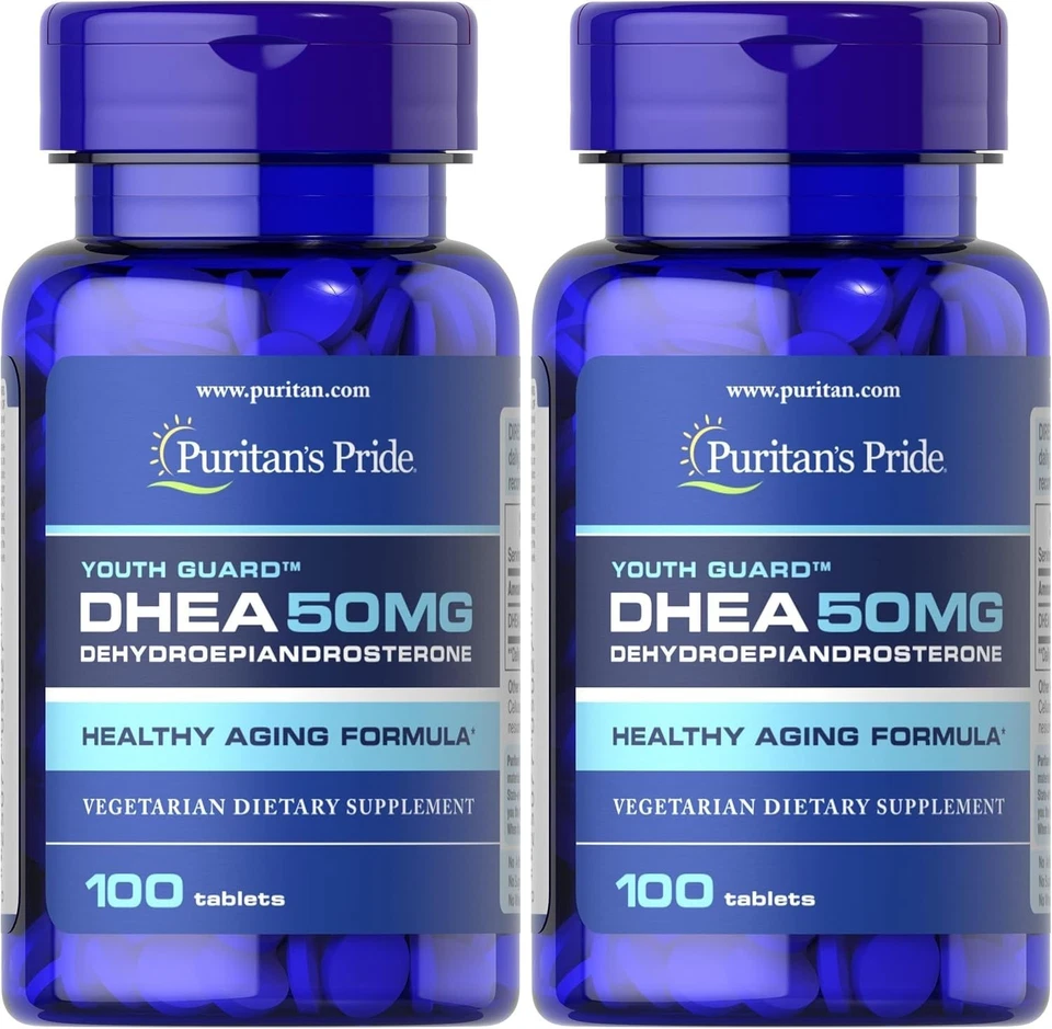 Puritan's Pride Youth Guard DHEA para mulheres e homens 50mg, suplementos dietéticos - Imagem 1 de 4