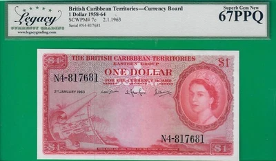British Caribbean Territories 1963, highest grade sold@ebay Superb Gem *67* PPQ! - Image 1 of 2