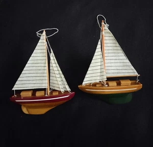 2 adornos navideños de madera con tema náutico de madera de 6"X4" cada uno - Imagen 1 de 8