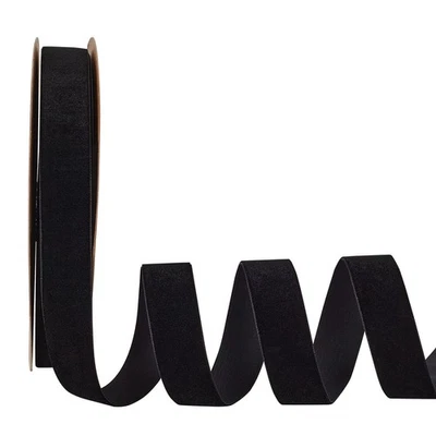 Cinta de terciopelo negra de un solo lado de 20 yardas 1 pulgada para envoltura de regalo Foto 1 de 4