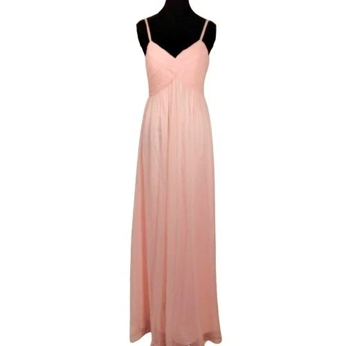 Pink Blush Baby Pink Chiffon Maxi Maternity Dress S Cottagecore Coquette Mesh - Image 1 of 4