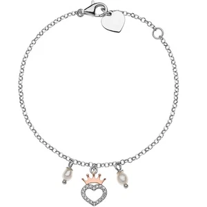 Bracciale Con Charms Pendenti Bambino Argento 925 Gioiello Disney Princess casua - Foto 1 di 2